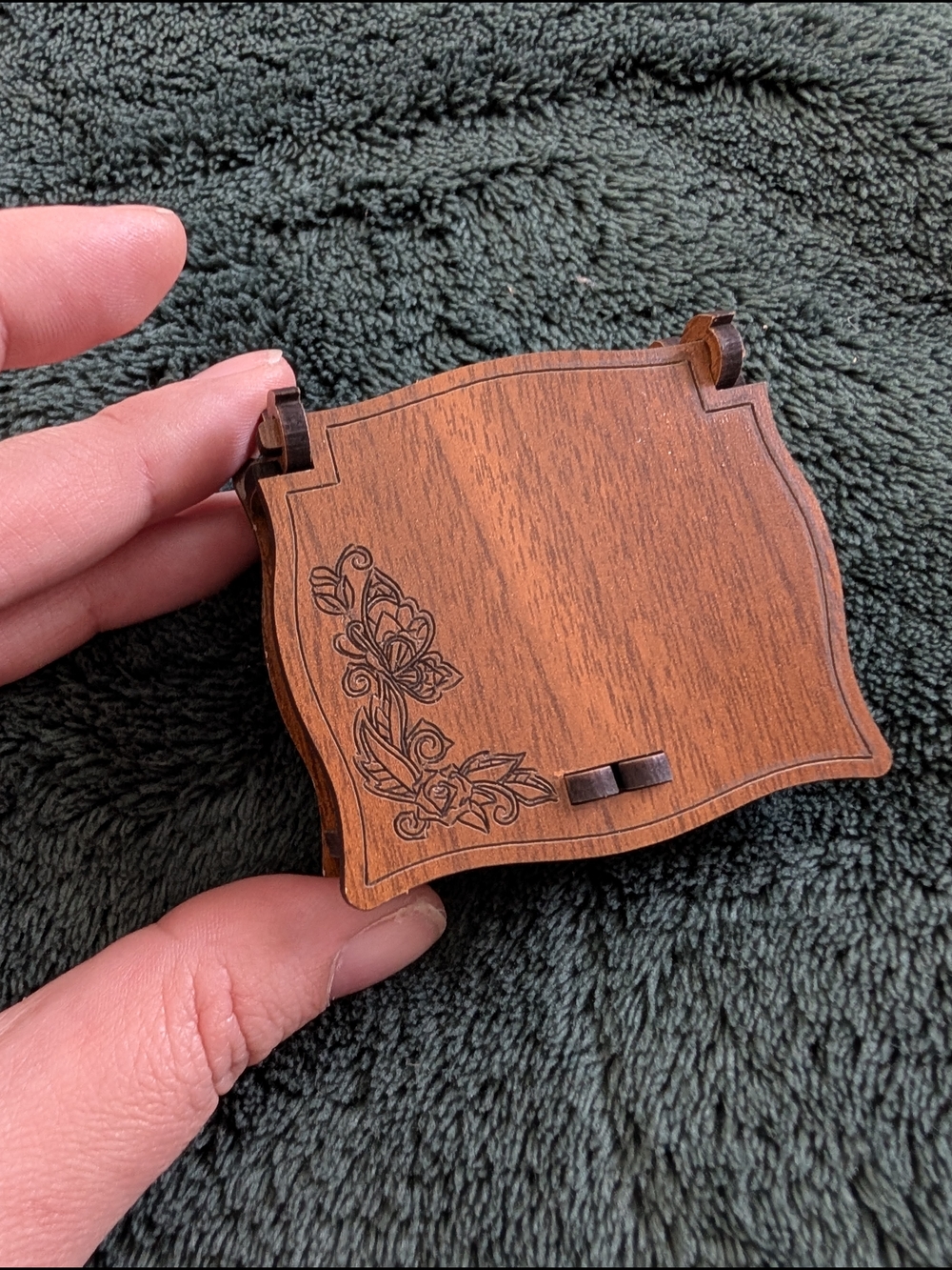 Wooden Floral-Engraved Trinket Box